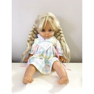 Zapf Creations Doll Germany 1987 Long Blonde Braids Blue Eyes 20"  Vintage